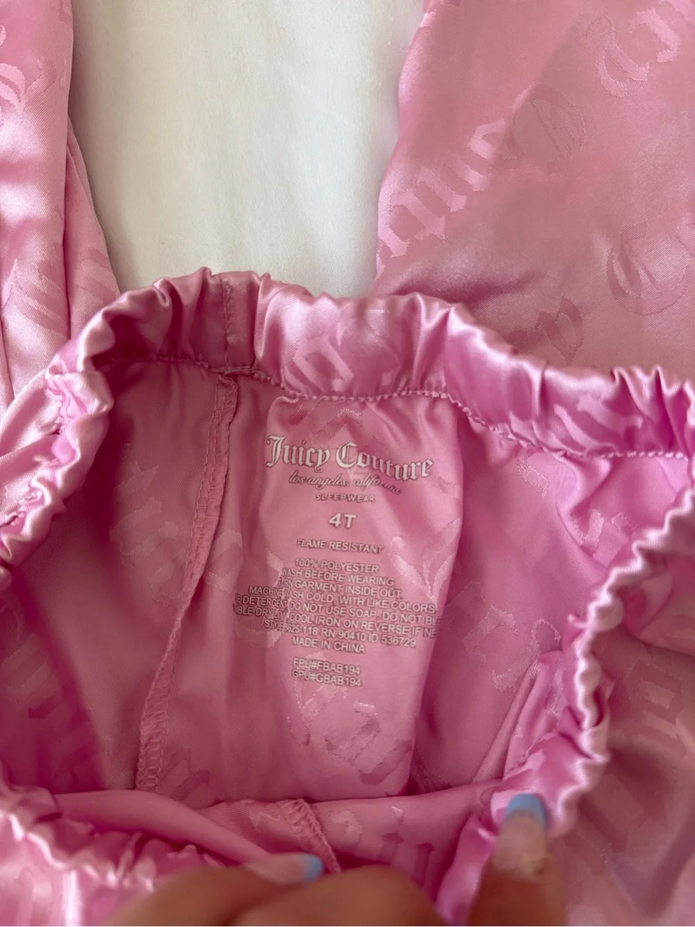 Juicy Couture Pink Satin Short-Sleeve Kids Pajama Set